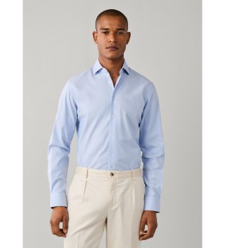 Enobarvna teksturirana srajca kroja tailored, modra