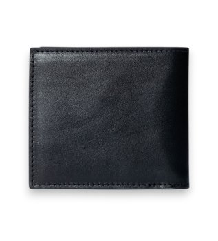 Portefeuille pliant en cuir avec logo en relief noir