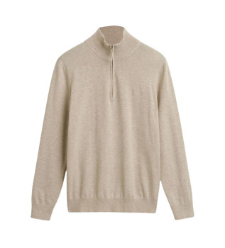 Pull coton Hzip beige