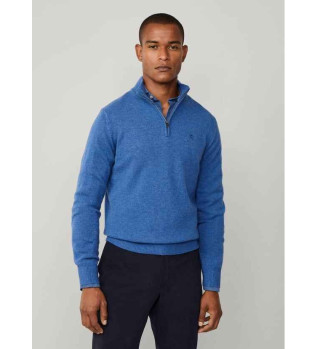 Hzip wool jumper blue