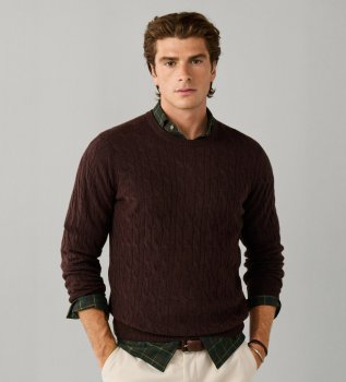 Lambswool-Pullover aus brauner Wolle