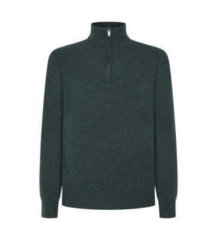 Maglione in lana con zip verde