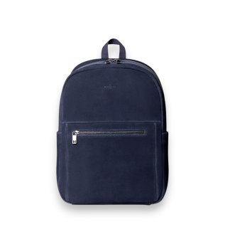 Rucksack aus Leder Suede Backpack, marineblau