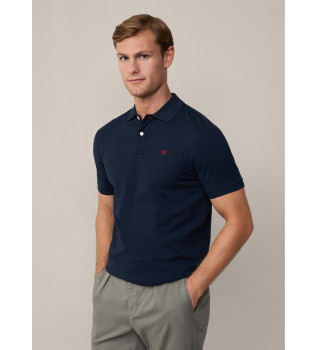 Navy slim fit piqu polo shirt
