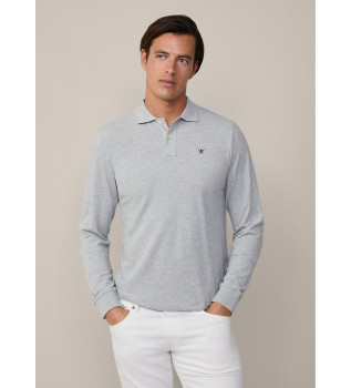 Polo piqu  manches longues, coupe classique, gris