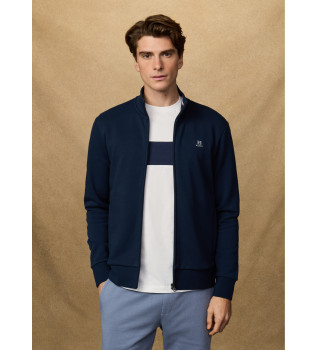 Sweatshirt entièrement zippé avec logo bleu marine