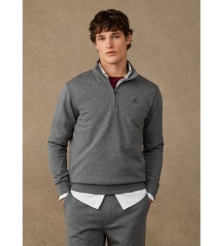 Sweatshirt i bomull med dragkedja och grå logotyp