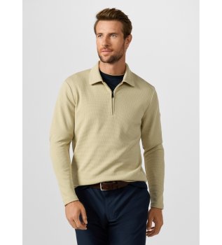 sweatshirt polo med lynlås og waffle-logo, beige
