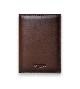 Portefeuille en cuir avec logo en relief marron