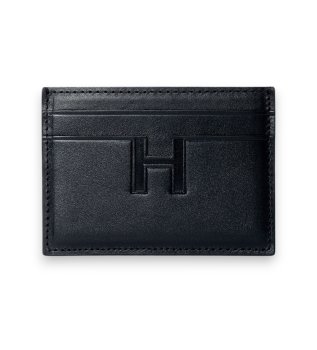 Porte-cartes en cuir noir