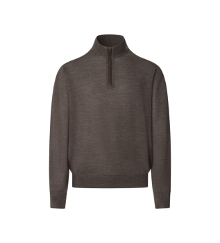 Merino Silk Hzip jumper brown
