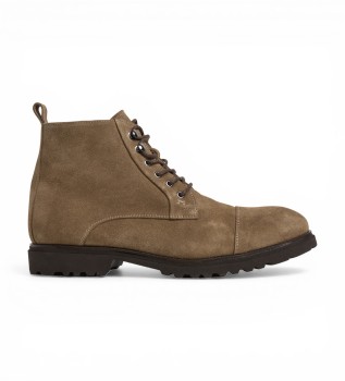 Hudson taupefarbene Lederstiefeletten