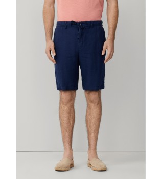Navy linen Bermuda shorts
