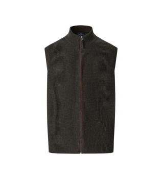 Žebrasti telovnik z zadrgo zelene barve