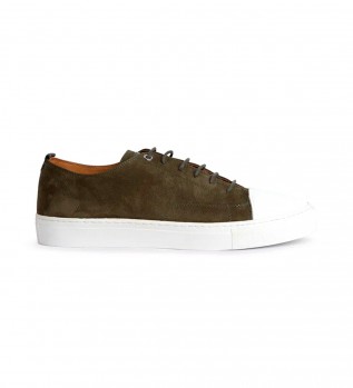 Cupsole green leather sneakers