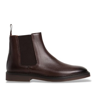 Braune Chelsea-Stiefeletten aus genarbtem Leder Elsted
