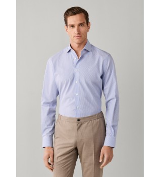 camicia righe bengala bi-stretch fit tailored blu