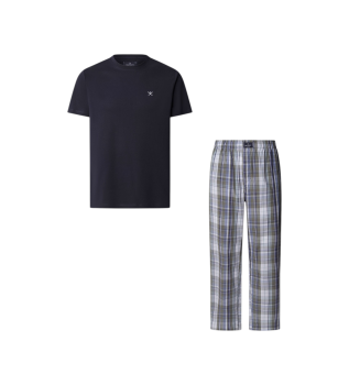 Pigiama a quadri blu navy