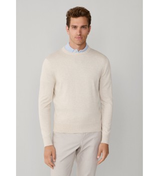 sweater med rund hals i bomuld og silke, cremehvid