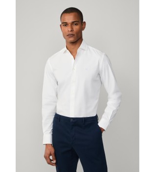 Camisa de popelina tingida � m�o, de corte � medida, branca