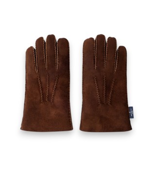 Luvas de couro Sherling Handstitch marrom