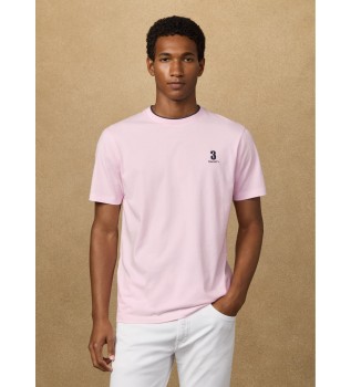 T-shirt nummer met classic fit logo roze