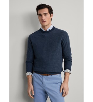 Jersey Honeycomb Stitch Crew azul