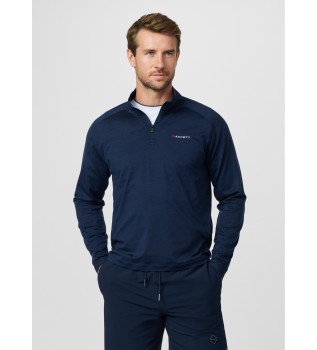 Marine slim fit polo met kwart rits