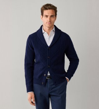 Cardigan scialle Jersey Shawl blu navy