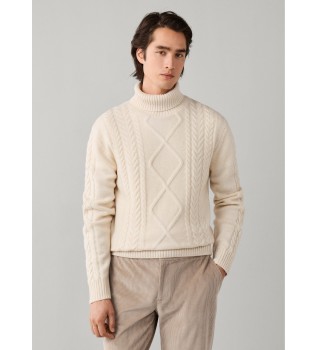 Jersey de cuello alto Argyle blanco roto