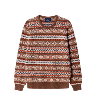 Jersey Fairisle Crew Neck castanho