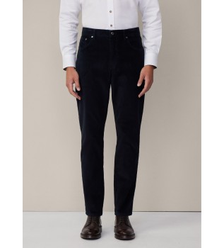 Pantaloni in cordoncino pigmentato blu scuro