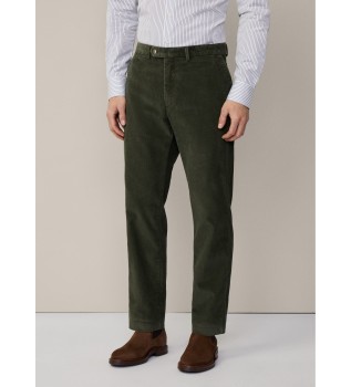 Pantaloni chino in cordoncino verde pigmentato 