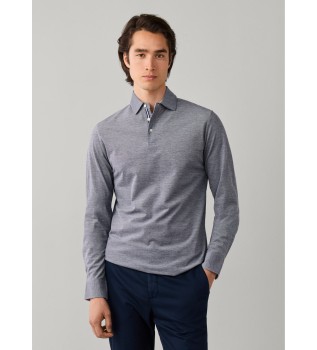 polo piqué manica lunga fit classico grigio