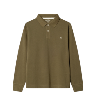 Polo de manga longa Small Logo verde-oliva
