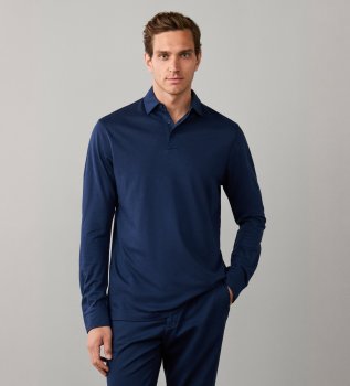 Polo de manga larga Pique azul marino