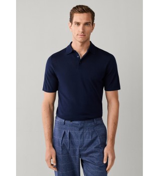Polo misto lana merino e seta fit classico blu navy