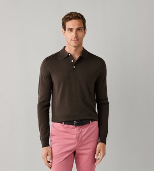 Polo in maglia Merino Silk marrone scuro