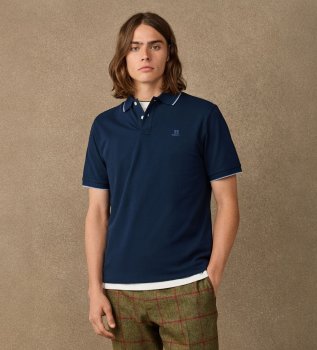 H Tipped polo marineblå