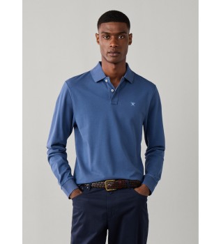 Polo Slim Fit Logo de manga larga azul