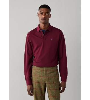 Polo Slim Fit Logo z długim rękawem bordowe