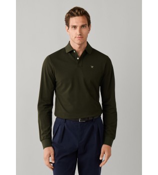 Polo Slim Fit Logo de manga larga verde