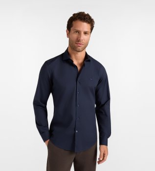 Chemise Popeline Stretch bleu marine