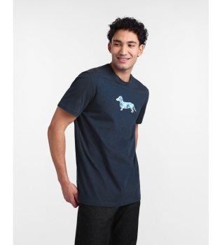 T-shirt med bl�t 3D-print af gravhund