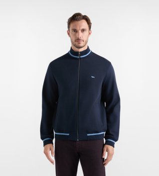 Sweat à capuche zippé en éponge 3D bleu marine