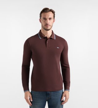 Polo piqué avec bordures chocolat