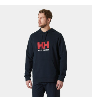 Sweatshirt med huva och marinbl logotyp