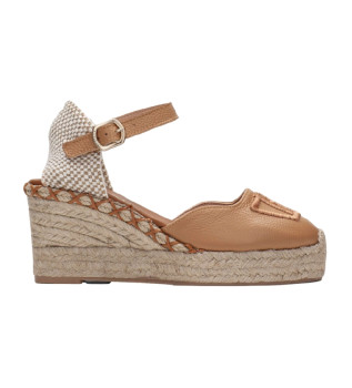 Sofia 5 bruin gebroken leren espadrilles -Hoogte hak 5cm