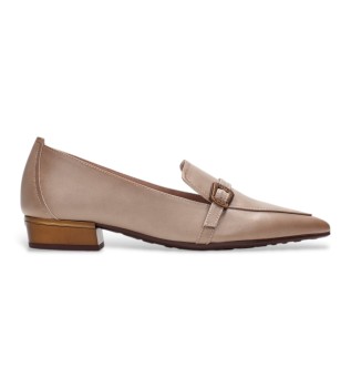 Ginebra taupe leather ballet flats