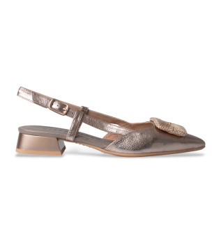 Ballerines en cuir fin bronze